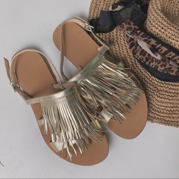 J. Crew Shoes - J. CREW Gold Fringe Leather Sandals
